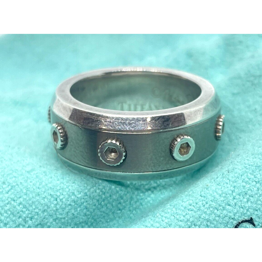 Tiffany & Co. Silver Picasso Turbo Titanium Band Ring Size 5 - Picture 10 of 13